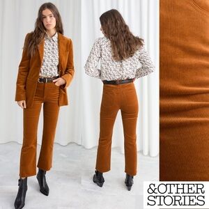 & Other Stories Caramel Corduroy Straight Kick Flare Pants Cropped Ankle Retro 2